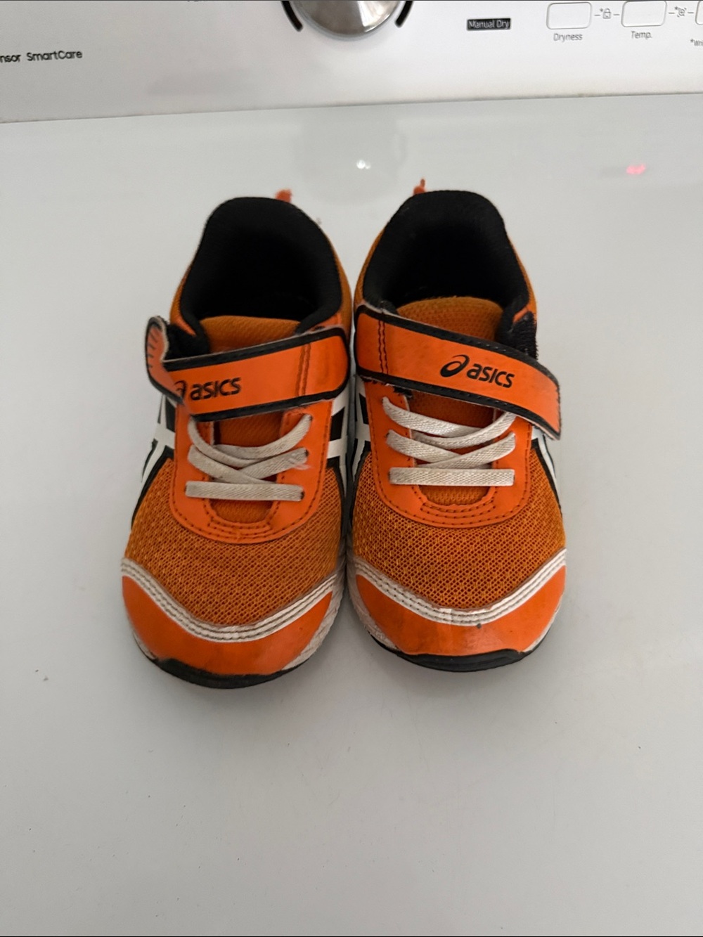 ASICS Kids Orange and White Velcro Sneakers